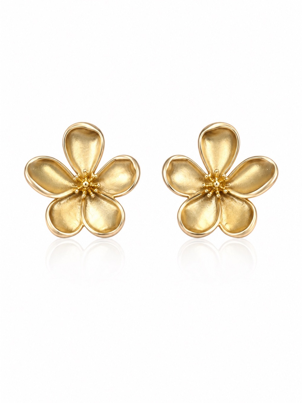 Gold Flower Stud Earrings - Women Jewelry